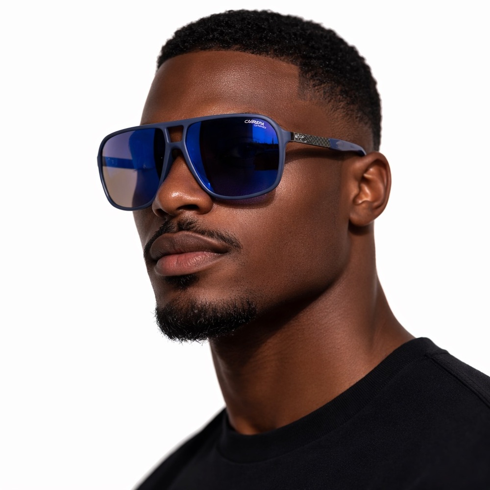 CARRERA NWOT 8035/S Carbon Fiber Blue Sunglasses‎ 61-14 Aviator UV Made in Italy